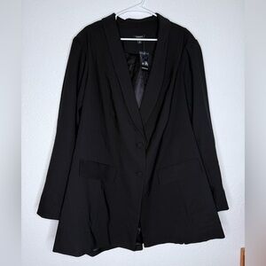 Torrid NEW Black Long Sleeve Sharkskin Longline Double Button Blazer Jacket 6X